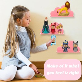 for Tonies Shelf Magnetic, Tonie Storage for 8-30 Tonies Figures Characters 3 Pieces Acrylic Wall Shelves with Metal Plates for TonieBox Display Hanging Shelves Organizer for Children Kids Room (Blue)