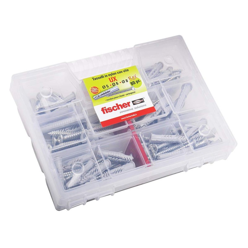 Fischer UX Kit, 80 Perforated Dowels with Screw for Mounting on