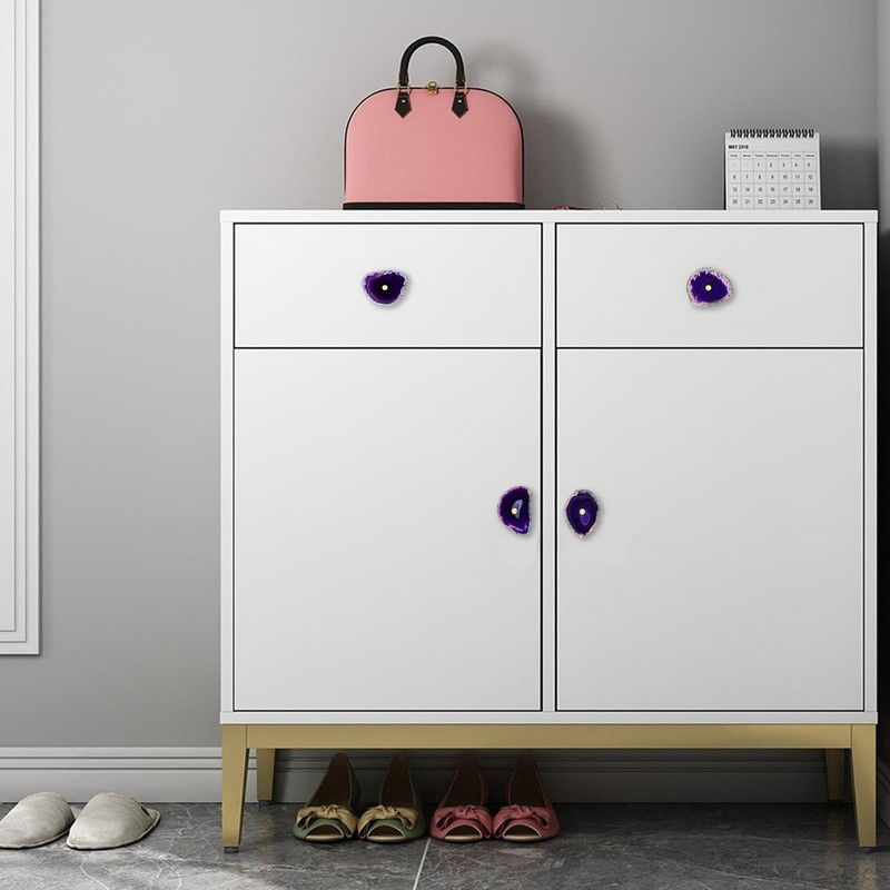 SUNYIK Pack of 4 Irregular Agate Slice Cabinet Knobs with