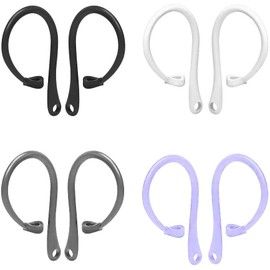 A-pcas Ear Hooks for Air-Pods Pro, Air-Pods 3/2/1, Anti-Lost, Anti-Shift, No Disturbing Sensor, Earphone Hooks, 4 Pairs Set, White/Black/Gray/Purple, 4 Color Set1