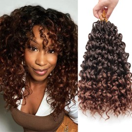 Gogo Curl Crochet Hair 14 Inch Pre Looped Ocean Wave Hair Short Curly Bob Synthetic Hair Extensions Water Wave Crochet Braids for Black Women 8 Packs 1B/30