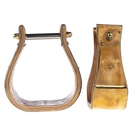 HILASON 3in Brass Bound Wood Bell Stirrups 3IN