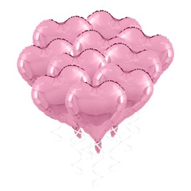 10 Pieces Of 18-Inch Heart-Shaped Balloons, Helium Heart-Shaped Balloons, Mother's Day Balloons, Pink Foil Balloons, Mini Heart-Shaped Balloons, Graduation Party Decorations