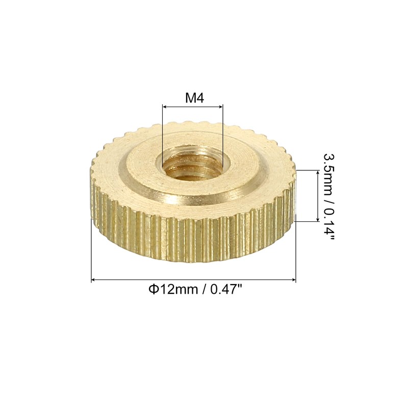 sourcing map Knurled Thumb Nuts, 4Pcs M4 x D12mm x