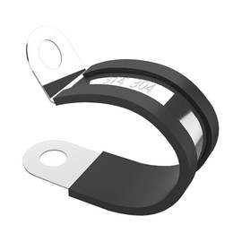 50pcs 3/4 Inch 304 Stainless Steel Rubber Cushioned Insulated Cable Clamps, Pipe Clamps, Metal Clamp, Wire Clamps for Tube, Lines, Automotive, Wire Cord Installation (Black,19mm)