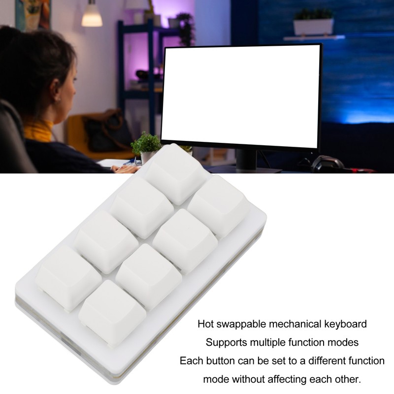 8 Key Keyboard Blue Switch Hot Swappable Copy Paste Shortcuts