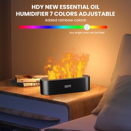 HDY Color Flame Ultrasonic Humidifier - 7 Color LED Essential Oil Diffuser, Silent Fireplace Design with Timer & Waterless Auto Shut-Off, 150ml Capacity for Home, Hotel & Office Use (Black)