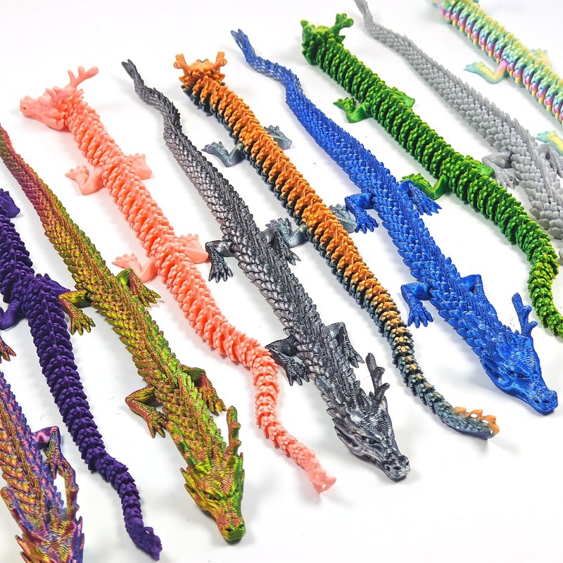 TUTHKOTH 12PCS 3D Printed Dragon Figurine Collection, 11.8 inch Dragon