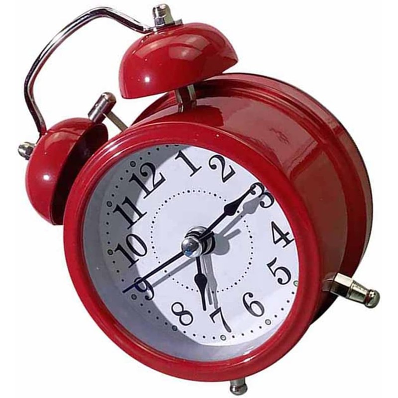 Reloj Despertador de Campana Doble Rojo con Luz Suave y