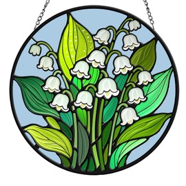 Stained Glass Window Hanging, Lily of The Valley Suncatchers for Windows Hanging, 8" Sun Catchers Indoor Window, Sunflower Gifts for Women, Mom, Friend