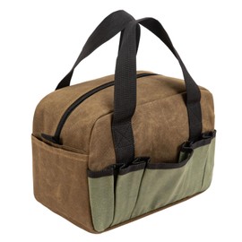 12-Pocket Small Tool Bag, Heavy Duty Waxed Canvas Tool Bags,Wear-Resistant Waterproof Tool Organizer Bags, Double Zipper Closure, Electrician Tool Bag for Repairman, Carpenters, Handyman