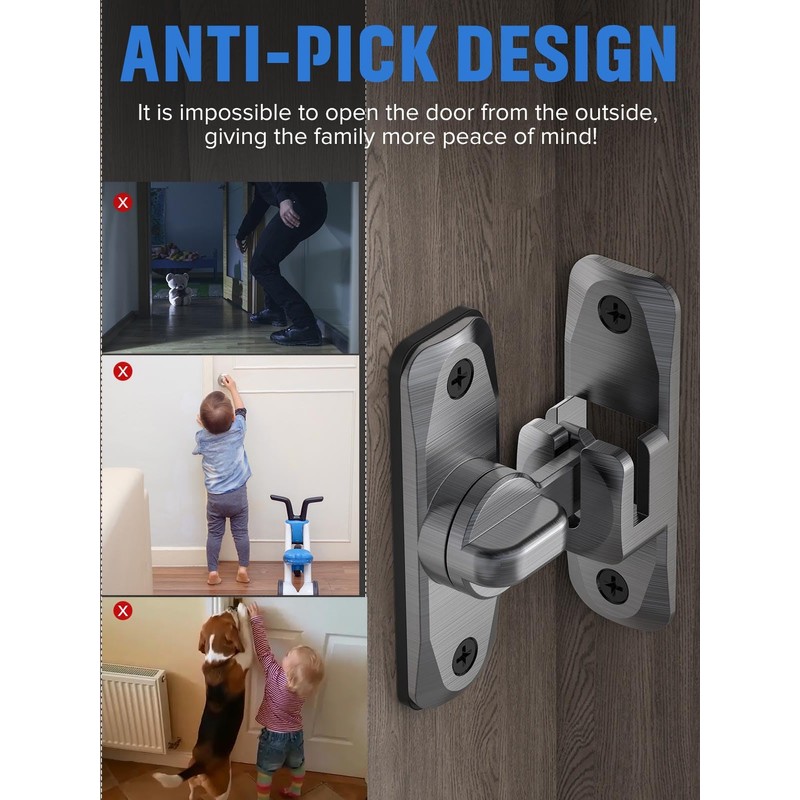 MeBantoo 90/180 Degree Flip Barn Door Lock, Protect Privacy -