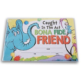 Dr. Seuss Horton Hears a Who ''Bona Fide Friend'' Recognition Award Certificates - 18 Count