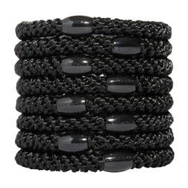 L. Erickson Grab & Go Ponytail Holders, Black, Set of Eight - Exceptionally Secure with Gentle Hold
