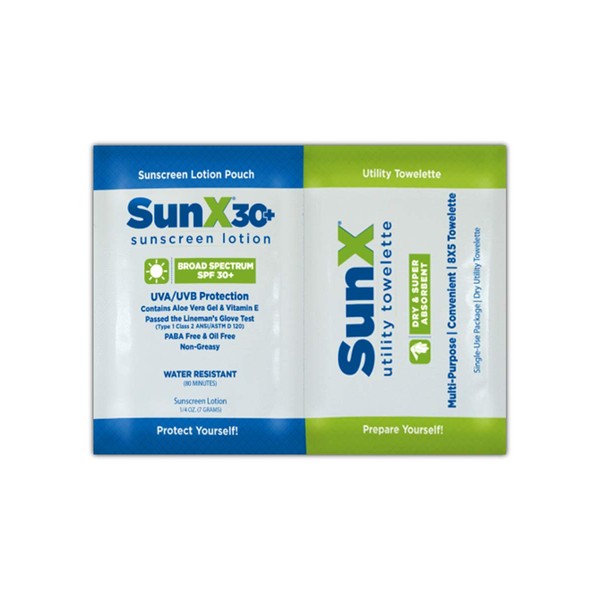 CoreTeX 71443 SunX Towelette and Sunscreen Lotion Dual Pack, Standard, Green/Blue/White (Pack of 300)