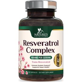 Nature's Nutrition - Resveratrol 1800mg - Suplemento Antioxidante, 120 Cápsulas