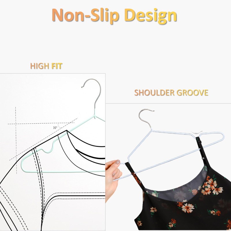 ‌Stainless Steel Heavy Duty Hangers - Non-Slip Rubber Coated, Space