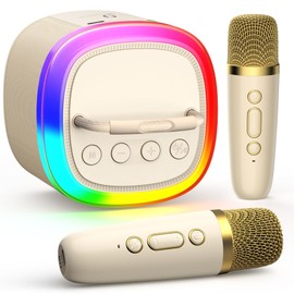 HWWR Kids Karaoke Machine, Portable Karaoke Bluetooth Speaker with 2 Wireless Mic, Karaoke Speaker with Disco Lights, Mini Karaoke Machine Christmas Party Birthday Gift Toys for Kids Grils Boys Family