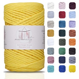 Makromecity Macrame Yarn 3 mm x 90 m (100 Yards) Premium Single Twisted Macrame Cord Cotton Yarn for Crafts Key Ring Home Decorations Place Plate Shoulder Bag Handbag Runner