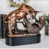 Wall Street Stock Market Charging Bull Trouncing Bear Statue With