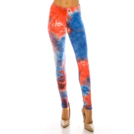 Eevee Women's Basic Comfort Stretch Soft Solid and Stylish Print Leggings BAT#3 (Tropical Breeze tie Dye, One Size)