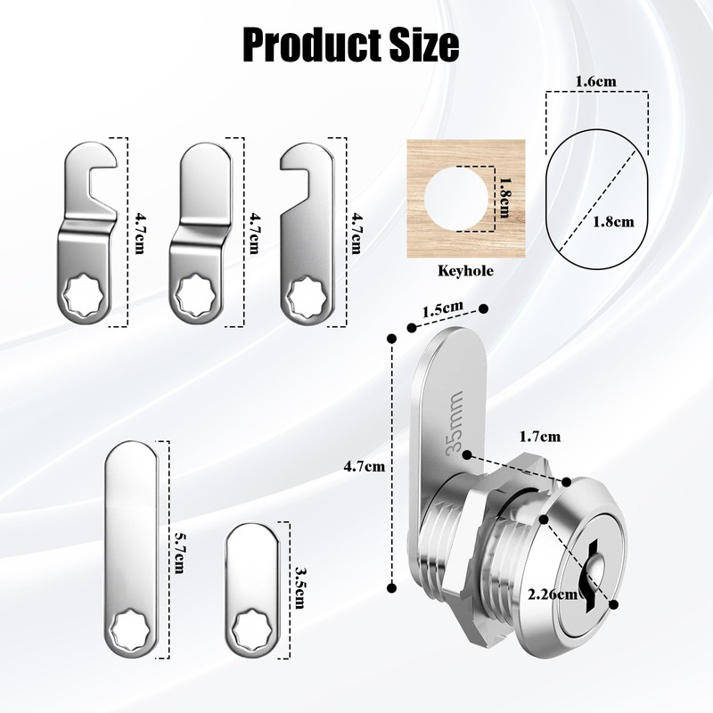 Dalephoric Pack of 2 Letterbox Lock, 16 mm, Locker Lock