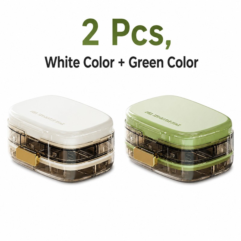 2 Pcs Portable Pill Organizer With Extended Organizer for Travel