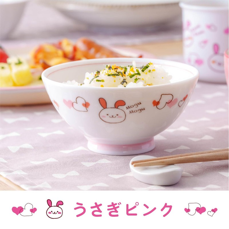 Asahi Koyo KD-3416 Children's Rice Bowl, Rabbit, Pink, 1 Piece,