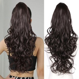 ZQIAN BEAUTY Ponytail Extension for Women, 26 Inch Long Layered Pony Tails Hair Extensions, Drawstring Ponytail for Black Women, Wavy Synthetic Hair Extensions Ponytail for Daily Use (Color: Brown)