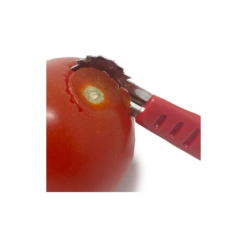 Norpro Descorazonador de Frutas de Acero Inoxidable, Rojo y Acero