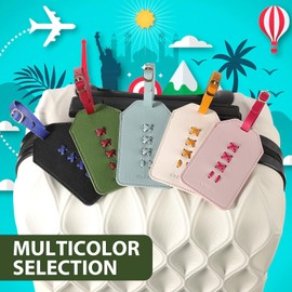 KINIVA Luggage Tags for Suitcases,Unique Leather Bag Baggage Handbag Tags Bulk for Travel with Name Label,Colorful Travel Accessories (12 White & Yellow-2 Pack)