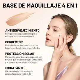 1 Bio Foundation 4 En 1 Base Hidratante Que Cambia De Color