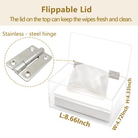 Wipes Holder, Wipes Container Refillable, Acrylic Dispenser Box for Disposable Wipes, Clear