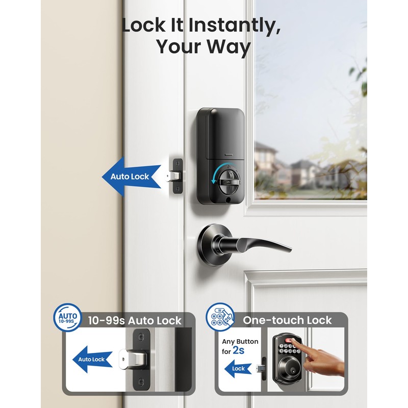 Veise Keyless Entry Door Lock with 2 Lever Handles -
