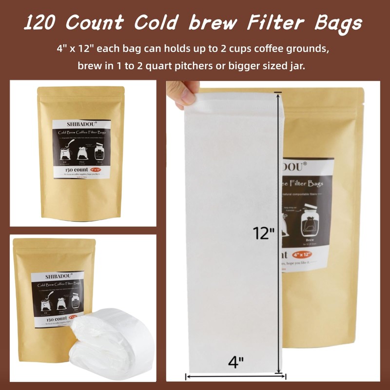 Disposable Cold Brew Coffee Filters - 120 Count Coffee Filter