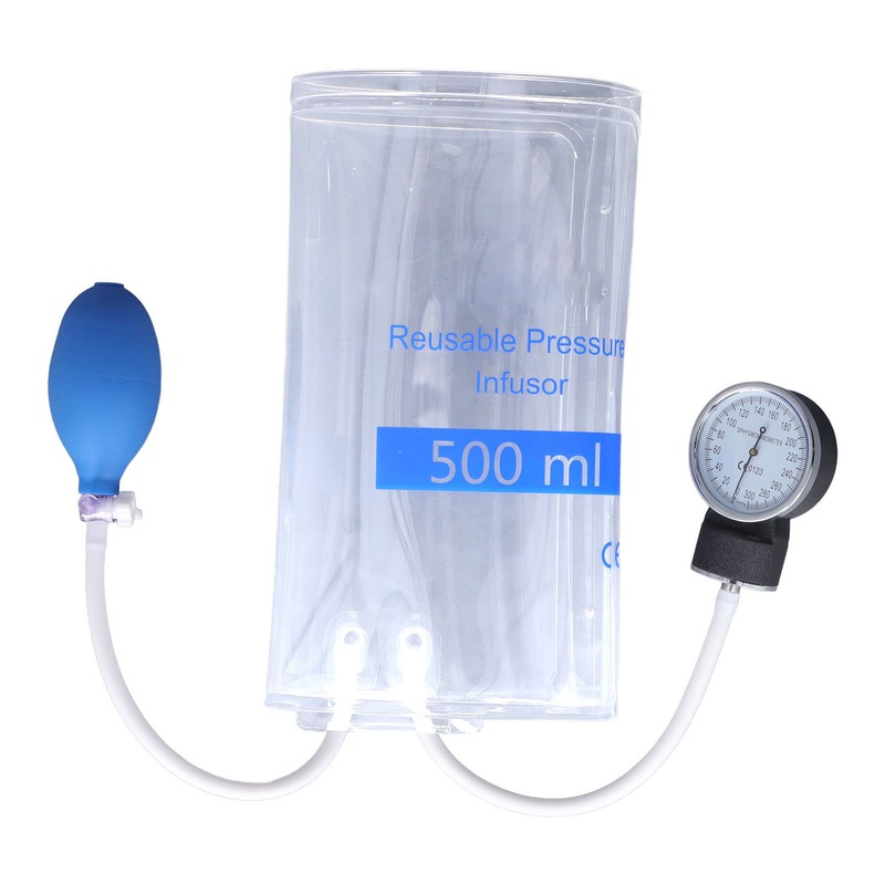 500ml Pressure Infuser Bag with Gauge and Pump Transparent Hospital