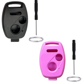 WKEDQAF No Key Cutting or Programming Needed Replacement Keyless Entry Key Fob Shell Case Fit for Honda Accord/Civic/CR-V/Odyssey/Pilot/Ridgeline/CR-Z/Fit (1-Black+1-Pink)