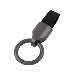 Adunsiaoto Car Keyring, Men's Leather Key Fob, Leather Car Key Fob Clips Buckle Made of Zinc Alloy Key Pendant Holder (Black)