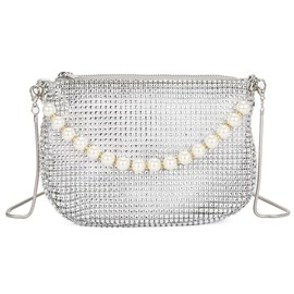 Taasmoog Silver Rhinestone Clutch Purses, Women's Glitter Bag, Silver Evening Bag, Diamond Handbag, Elegant Bridal Bag, Women's Shoulder Bag for Evening, Prom, Wedding, Party, Banquet, silver