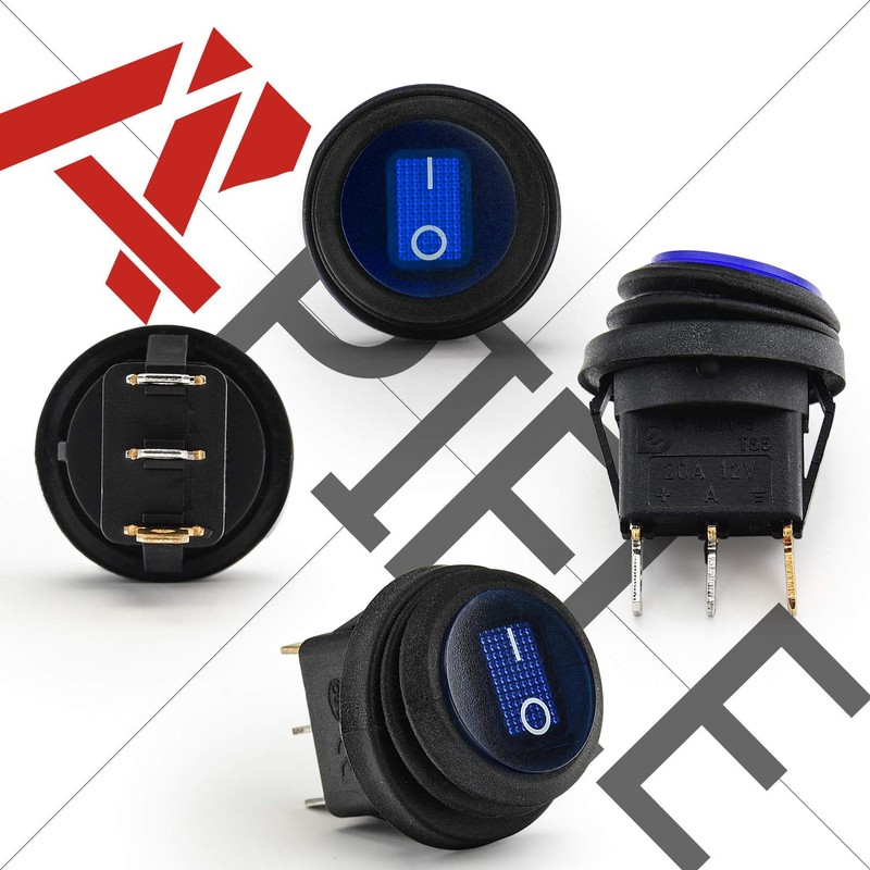 APIELE Waterproof Round Rocker Toggle Switch 2 Position DC 12V