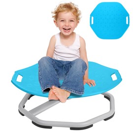 Autism Sensory Spinning Chair with Handle, Sensory Swivel Chair for Autistic Kids, Spinning Seat with Sturdy Non-Slip Metal Base for Toddler & Children, Sit and Spin Training Body Coordination (Blue)