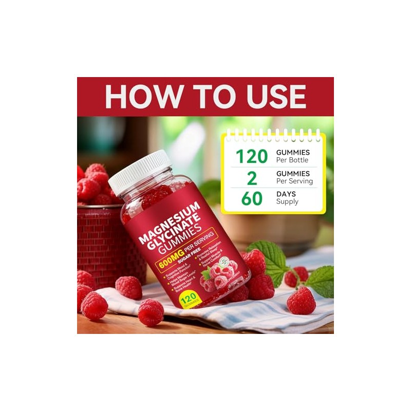 Magnesium Glycinate Gummies - 600 MG Per Serving 120 Gummies