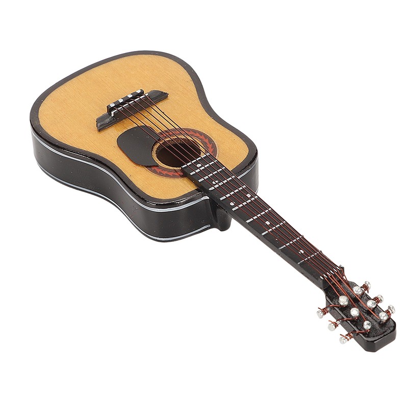 Miniature Wooden Guitar Model Exquisite Realistic Mini Musical Ornaments with