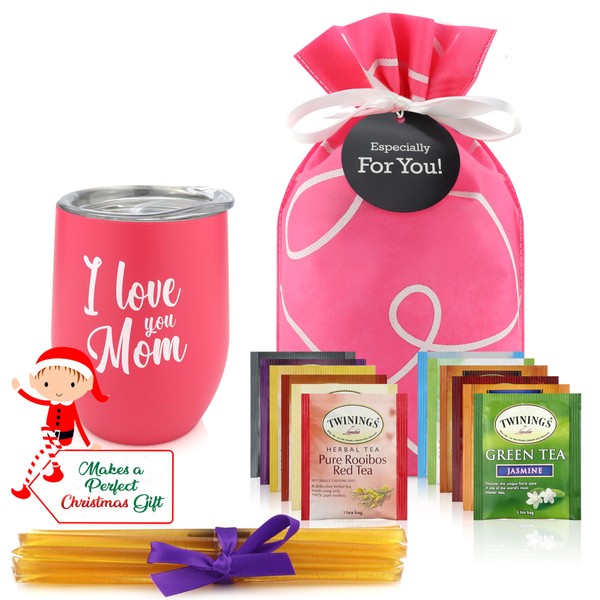 Gifts For Mom - Mom Gifts Tea Set, Gift Basket For Women, Birthday Gifts For Women, Mom Birthday Gifts or Mothers Day Gifts in Beautiful Christmas Gift Box includes Tea Cup, 12 Tea Bags & All Natural Honey