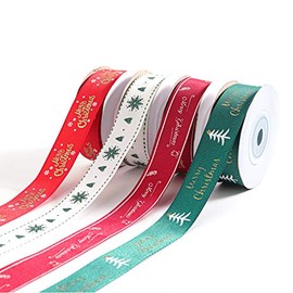 Linsoir Beads Merry Christmas Ribbons 4/5’’ Gift Ribbon for Gifts Wrapping 40 Yards Mix Designs Holiday Grosgrain Satin Ribbon Set Christmas Designs Crafts & Supplies