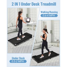 Merax Walking Pad, Under Desk Treadmill, Walking Pad 2 in 1 for Home/Office, 2.5 HP Portable Walking Jogging Running Machine with Remote Control and LED Display, Black