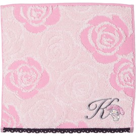 Marushin Sanrio 3005058300 Handkerchief, Initial My Melody, 100% Cotton, Rose My Melody, Gift, Gift, Birthday, Mother's Day, Goods