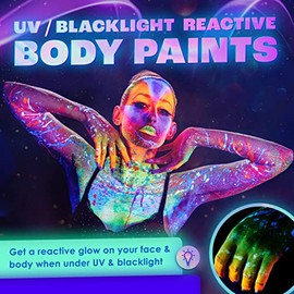 neon nights 8 x Pintura para Tejidos UV Luz Negra Pintura Textiles Lavable Tinte Ropa Camiseta Colores Neón Colorido