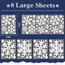 Ivenf Christmas Decorations Indoor Decor: 8 Sheets Extra Large White Snowflake Christmas Window Clings, Farmhouse Rustic Xmas Snowflake Decorations for Kids Home School Office Winter Holiday Party