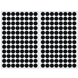 Waziaqoc 108pcs Self-Adhesive Screw Hole Stickers (Black), 2-Table Sheets Screw Covers Caps PVC Dustproof Round Stickers for Wooden Furniture - 15mm/0.59inch